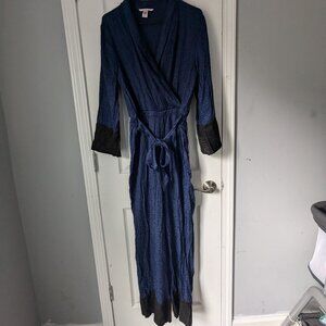 Victoria Secret Romper, Navy and Black w Animal Print, Waist Tie, Size M